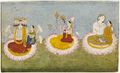 Brahma Vishnu and Shiva with their consorts.jpg