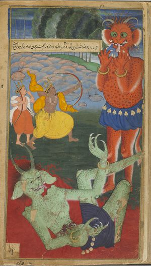 Rama and Laksmana Confront the Demons Marica and Subahu.jpg